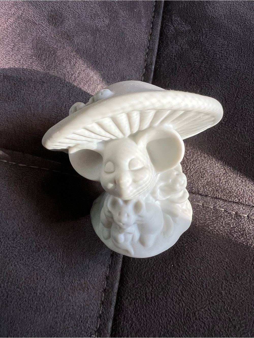White Ceramic Mouse Under Mushroom Figurine - Home Accents